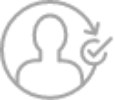 the shape of a person's bust with a check mark on the right hand side