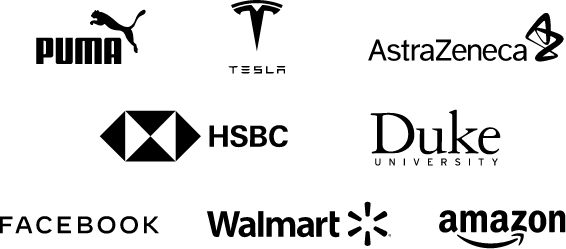 Logo display of companies that use Acrobat, including Puma, Tesla, AstraZeneca, HSBC, Duke University, Facebook, Walmart, and Amazon.